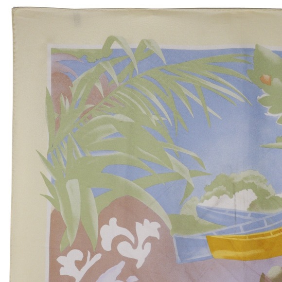 Celine CELINE scarf tropical pattern silk made in Italy yellow blue ladies - Picture 2 of 10